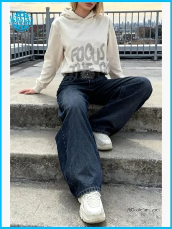 Unisex Y2K Graphic Print Baggy Jeans High Waist Wide Leg Streetwear Denim - Picture 7 of 7